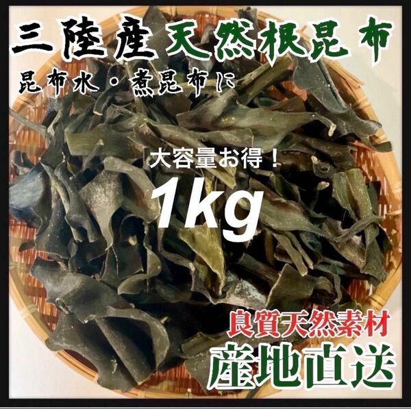 【岩手県産・産地直送】天然根昆布　1kg　乾燥昆布　おしゃぶり昆布　乾物　最高級出汁取り　煮物にも最適　今だけお得価格 無添加