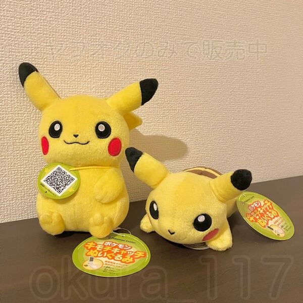 ポケモンセンター キモチキャッチぬいぐるみ ピカチュウ 2点セット おすわり&ねそべり