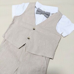 *FB3 H&M H and M baby formal 6-9m 70 man man . short sleeves setup beige shirt the best pants butterfly necktie celebration 