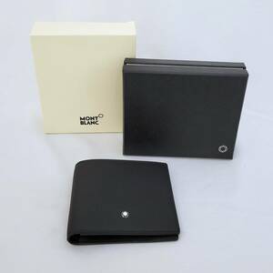 【2266】未使用品！ MONTBLANC モンブラン レザー 二つ折り財布 ブラック 黒 箱付 札入れ