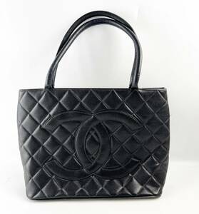 CHANEL シャネル 復刻トート ハンドバッグ トートバッグ キャビアスキン ココマーク ブラック ゴールド金具 1円～　正規品