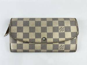 1円～ LOUIS VUITTON ルイヴィトン N63546 ダミエ アズール ポルトフォイユ エミリー 二つ折り 長財布 ウォレット アイボリー