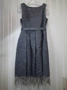 * car la Via /CHARABIA 130-140.* autumn winter for wool no sleeve One-piece ( gray color )/ after fastener / waist lame entering ribbon / lining equipped s875