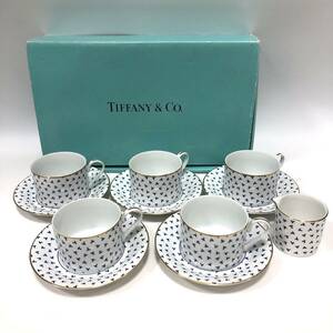 ▼Tiffany & Co. ティファニー ダンシングT カップ＆ソーサー 5客セット ミルクピッチャー ティーカップ 食器 セット RC4168