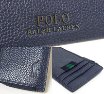 ◎極美品 ほぼ未使用 POLO RALPH LAUREN ポロラルフローレン メタルロゴ フラグメントケース コインケース レザー ネイビー 紺 箱 ON5677_画像4