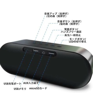 【送料無料】⑤6 Bluetooth5.0 ステレオ スピーカー ハンズフリー通話対応 高音質 重低音 寝室 iPhone 音楽 スマホ アウトドア 小型の画像3