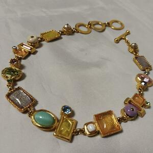 395 super-beauty goods Christian Lacroix ultra rare rare necklace color stone gold 