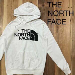 THE NORTH FACE ノースフェイス スウェットパーカー sweat hoodie プルオーバー ビッグプリントロゴ アウトドア ホワイト サイズS 玉mc2489