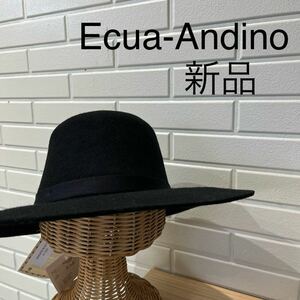 新品 Ecua-Andino エクアアンディーノ 定価12100 フェルトハット キャペリン ウール ボーラーハットつば広 ピンバッジ付き 玉mc2508