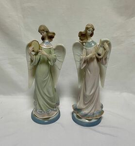 1円〜LLADRO リヤドロ 2点まとめ売り 5950/5949 キャンドル天使(タンバリン) フィギュリン 陶器人形 置物 イン テリア