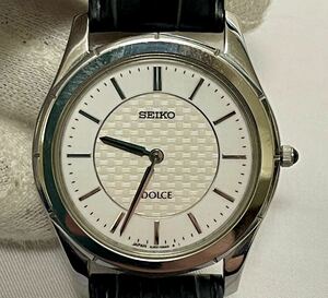 1円〜1円 SEIKO QZ 4J40-0AB0 ドルチェ ラウンド 白文字盤 メンズ腕時計 ネコポス発送230円