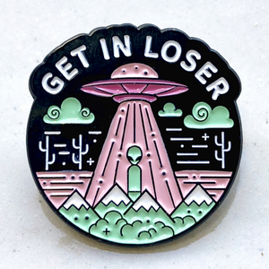 UFOと宇宙人　GET IN LOSER　未確認飛行物体　エイリアン◆ピンバッジ　ピンズ　バッチ　ブローチ◆UAP　未知の遭遇　アブダクション