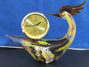 Multi Glass マルティグラス 日本製 クオーツ 置時計 鳥 ガラス工芸品 インテリア アンティーク 昭和レトロ