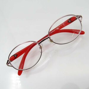 【匿名配送】在庫処分 アウトレット　老眼鏡 シニアグラス 眼鏡 婦人向け オーバル メタル レッド　LIBRARY4380　強度数 度数 +6.00　N073