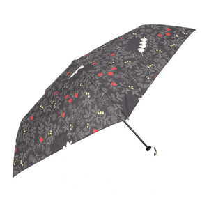 ☆ ザクロとシマエナガ/黒 ☆ 軽量コンパクトタイプミニ 50cm 折りたたみ傘 軽量 コンパクト トートバッグ 折り畳み傘 雨傘 かさ