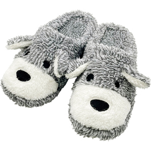 *shunau The - gray * animal boa slippers room shoes lady's winter autumn winter boa warm lovely dog .. hedgehog 