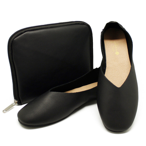 * black * L(24.0-25.0cm) * Les Plier Noiereplienoie mobile slip-on shoes mobile slippers stylish lady's slippers 