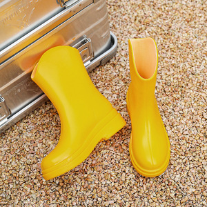 * yellow * 39(24.5cm) * rain boots middle pmyrainm006 rain boots Short lady's rain shoes boots rain boots 