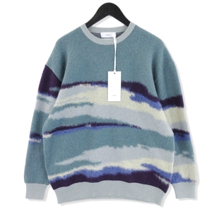 未使用 Graphpaper グラフペーパー Jacquard Crew Neck Knit GU233-80281 クルーネック セーター BLUE FOG 1 タグ付き 20018304