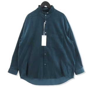 未使用 Graphpaper グラフペーパー 23AW Suvin Corduroy Stand Collar Shirt GM233-50096 長袖シャツ コーデュロイ グリーン F 20018308