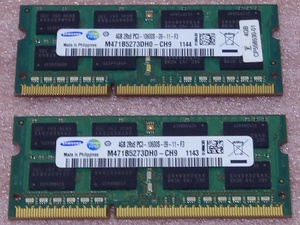 ○Samsung M471B5273DH0-CH9 2枚セット *PC3-10600S/DDR3-1333 204Pin DDR3 S.O.DIMM 8GB(4GB x2) 動作品