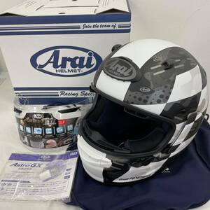 【美品】 Arai アライ ASTRO GX CHECKER アストロジーエックス チェッカー フルフェイスヘルメット　黒/白　Mサイズ(57-58㎝）　6104-120