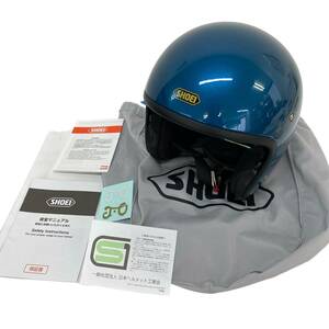 【美品】 SHOEI ショウエイ J-O ジェットヘルメット M(57㎝）ブルー系　※ミラーシールド付き　6324-100