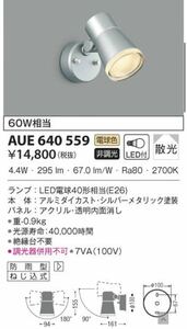 aue640559 KOIZUMI コイズミ　エクステリア　スポットライト　防雨型　照明器具 LED シルバー　屋外