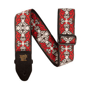 アーニーボール ストラップ ERNIE BALL 4695 Red Trellis Jacquard Strap ギターストラップ