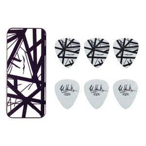 ギターピック 6枚 セット ジムダンロップ Tin 0.60mm EVHPT03 EVH White w/Black Stripes Pickピックケース付き JIM DUNLOP ジムダン