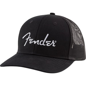 Fender Logo Trucker Hat Black with Silver Thread