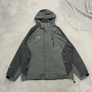 100円スタート♪ （17）Jack Wolfskin ジャックウルフスキン　ナイロンジャケット　サイズXL　マウンテンパーカー　グレー　メンズ　フード