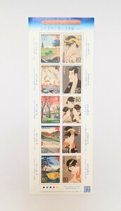 未使用 切手シート 歌麿・広重・写楽の五 江戸名所と粋の浮世絵 ふるさと・77 80円10枚 日本郵便 平成23年8月1日 Cartor Security Printing