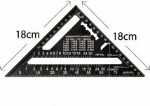 【２点セット】三角定規 木工用 両面目盛り アルミ合金 ブラック 分度器 建築 製図 大工道具 測量用品_画像6