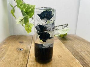 水中花シフトノブ　円柱M型　薔薇と紫陽花　黒