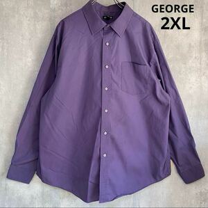 GEORGE 長袖シャツ　2XL 綿55% ポリエステル45% 紫