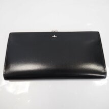 Th953122 ヴィヴィアンウエストウッド 長財布 がま口 本革 ブラック Vivienne Westwood 中古_画像2