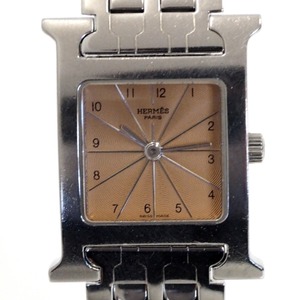 Th946661 エルメス レディース腕時計 Ｈウォッチ HH1.210 SS クオーツ ピンク系文字盤 HERMES 中古