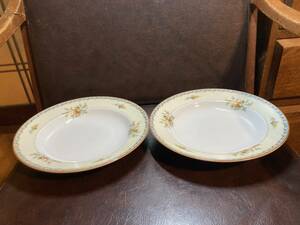 ◎希少美品　B355AB Noritake オールドノリタケ 1940年 スープカレープレート22.5㎝ 2枚 深皿 （同梱OK)