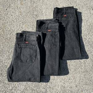 {W36} US old clothes RUSTLERlasla- black Denim pants 3 pcs set set sale old clothes .vintage. sale wrangler