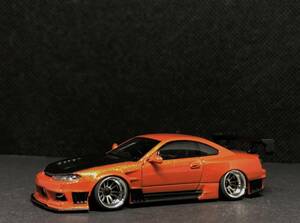 TSMモデル 1/64 NISSAN Silvia S15 D-MAX Metalic Orange RHD 改 深リム MINI GT シルビア