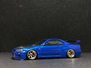 TSMモデル 1/64 Nissan Skyline GT-R (R34) Top Secret Bayside Blue RHD 改 深リム MINI GT