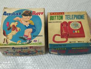 BUTTON TELEPHONE Acrobat Puppy button telephone Acroba topapi-2 piece set ( unused goods ) box pain large 