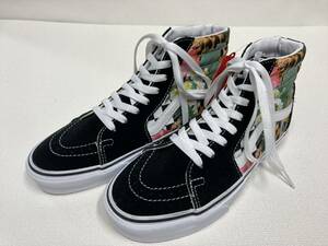 VANS レア!! SK-8 Hi 黒 スエード チェッカー 花柄 US6 (24cm) アメリカ企画限定!! バンズ ハイトップ