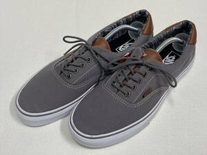 VANS ERA グレー キャンバス 茶レザー US12 (30cm) アメリカ企画限定!! バンズ エラ