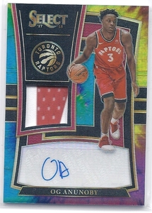 2017-18 Panini Select OG Anunoby RC Auto Patch Tie-Dye 3/25 Jersey No.