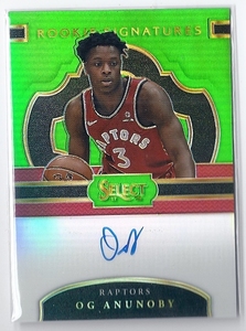 2017-18 Panini Select OG Anunoby Rookie Signatures Auto Neon Green /65