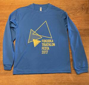  Fukuoka tiger as long fe start 2017 participation . T-shirt S size blue color [ free shipping ]Fukuoka triathlon Festa