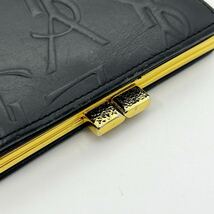 YVES SAINT LAURENT イブ・サンローラン ロゴ型押し がま口 二つ折り 財布 現状品_画像10