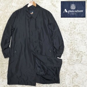 [ down liner attaching 2way*] size 38(M) beautiful goods Aquascutum turn-down collar coat / black * Aquascutum (1)